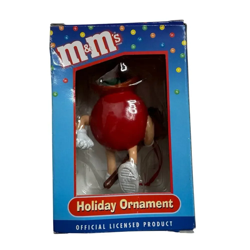 Vintage KURT ADLER Red M&M Candy Ornament Broom Horse *NEW* 2005 Cowboy Country